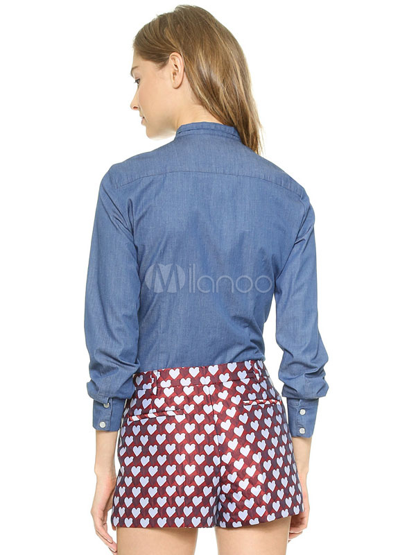 jean shirt with bow tie