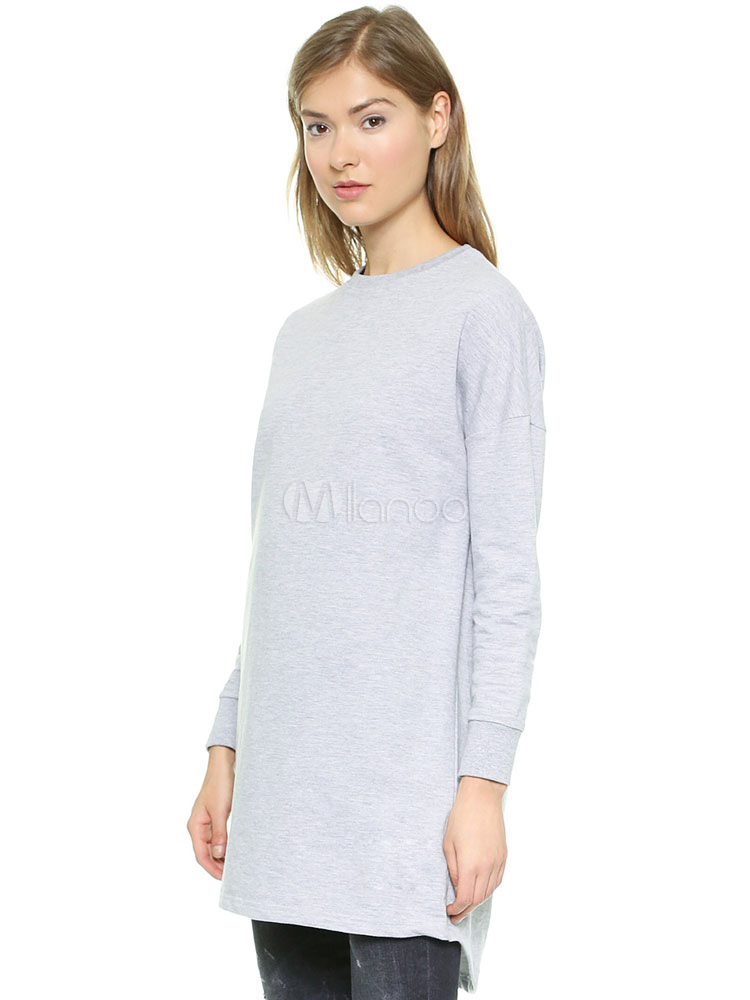 women's gray long sleeve t shirts