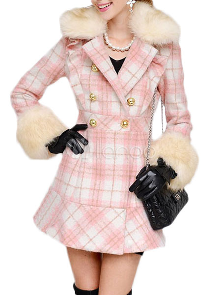check coat fur collar