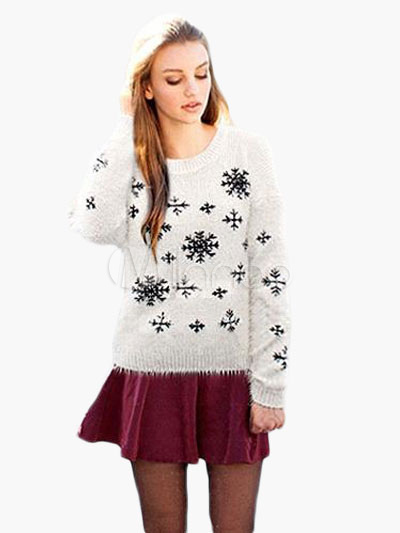 womens white christmas sweater