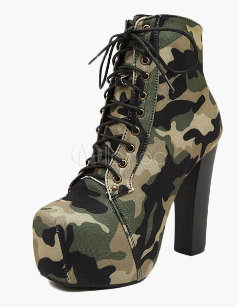 camouflage lace up boots