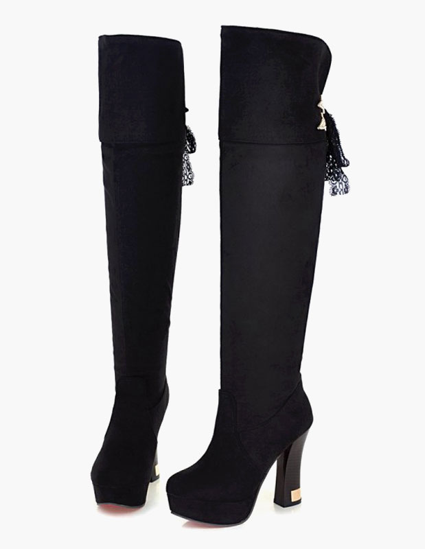 over the knee strappy boots