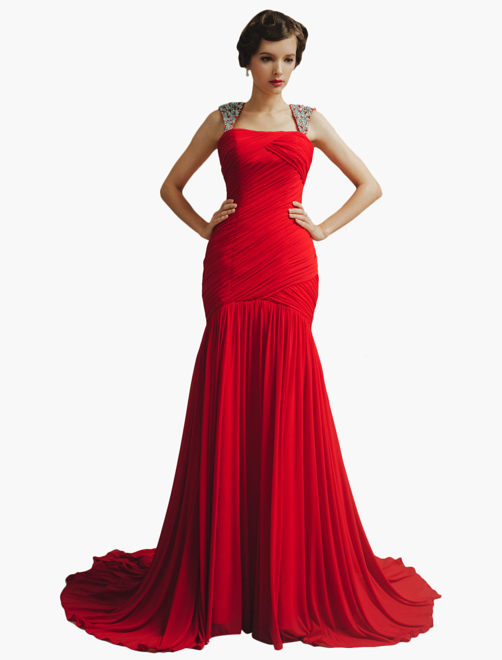 red trumpet evening gown