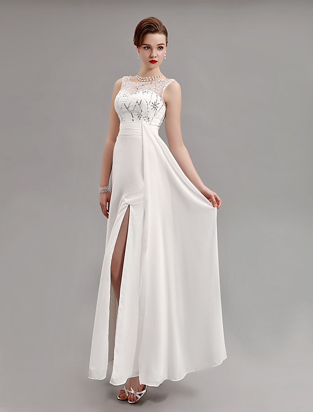 ivory chiffon gown