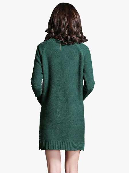 Long Scoop Neck Loose Sweater Dress - Milanoo.com