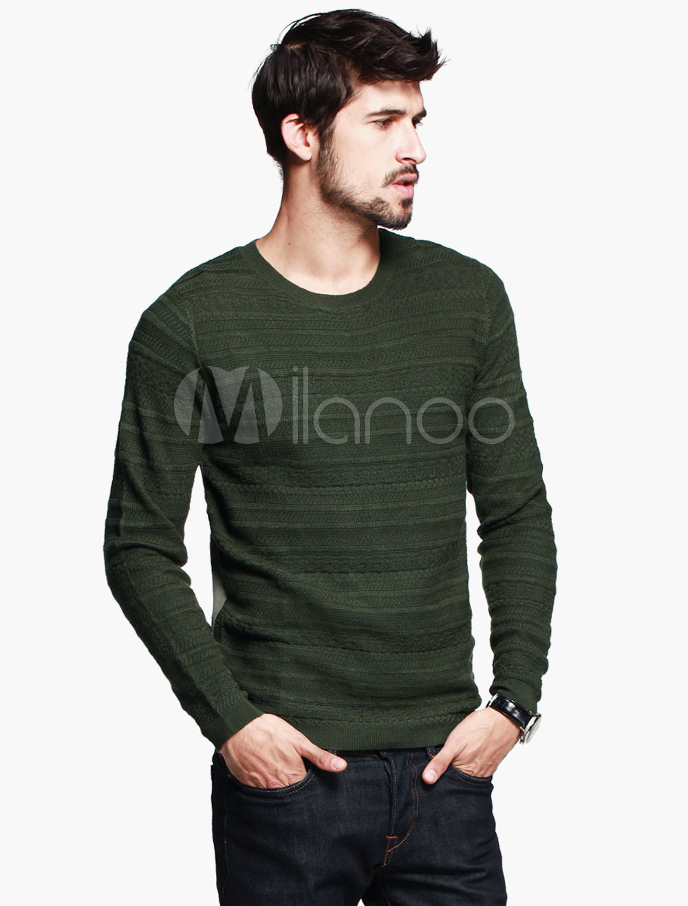 Crew Neck Long Sleeve Sweater - Milanoo.com