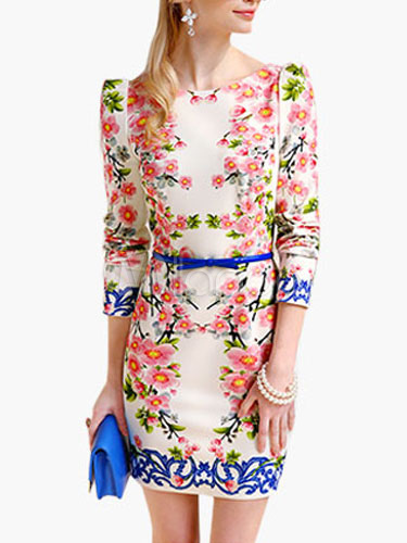 Flower Floral Print Long Sleeve Bandage Bodycon Maxi Dresses Long Off Shoulder Sexy Club Wear 