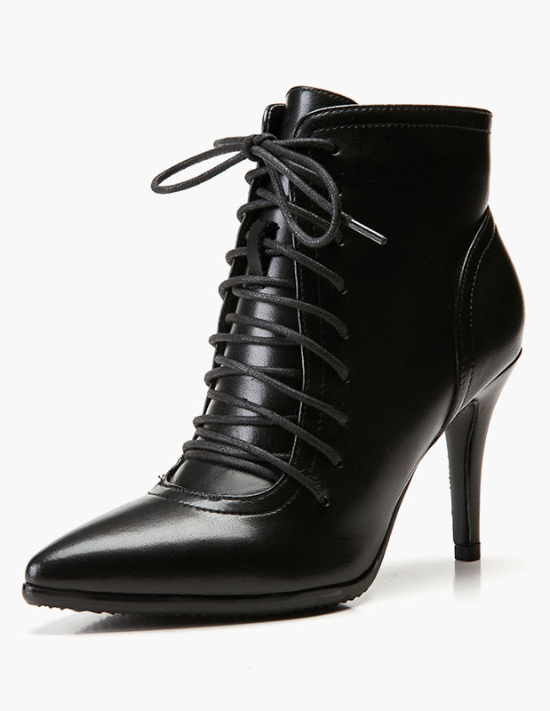 pointed toe lace up ankle boots