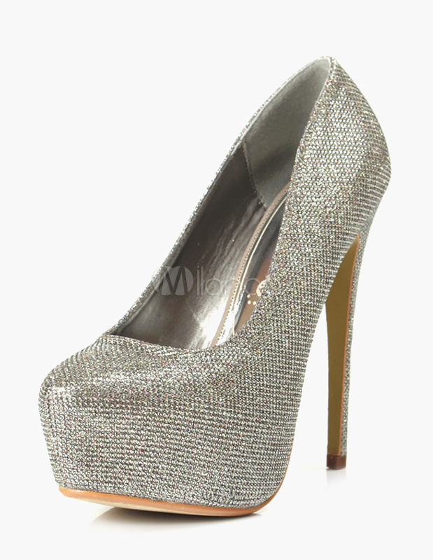 grey sequin heels
