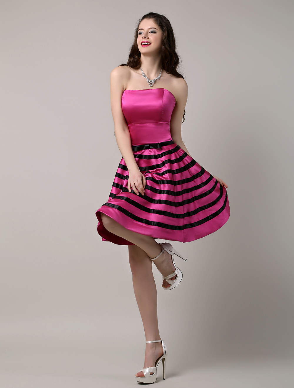 Hot Pink Short Strapless Dress