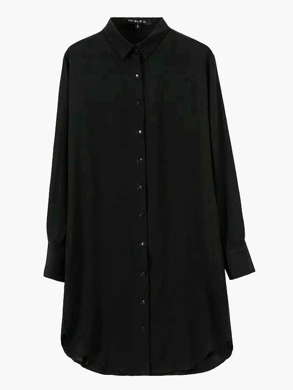 Long Sleeves Longline Chiffon Shirt - Milanoo.com