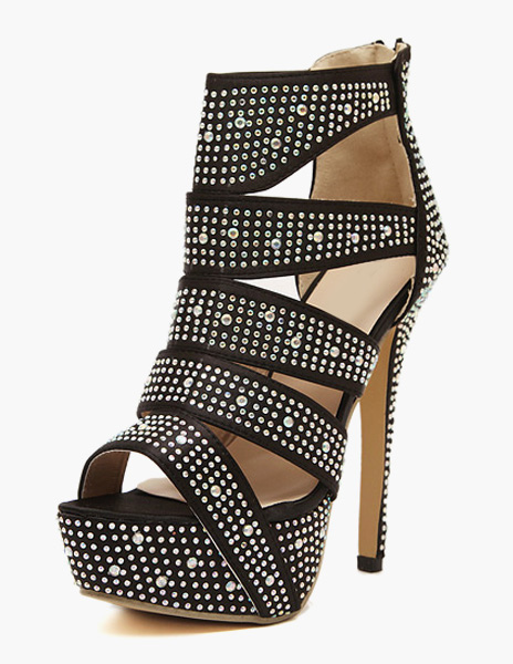 Elegant Satin Glitter Stiletto Heel Gladiator Sandals - Milanoo.com