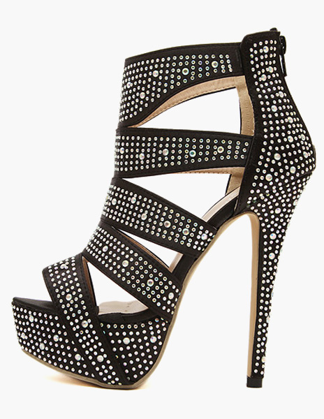 Elegant Satin Glitter Stiletto Heel Gladiator Sandals - Milanoo.com