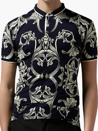 Smart Cotton Floral Print Short Sleeves Polo Shirt Milanoo Com