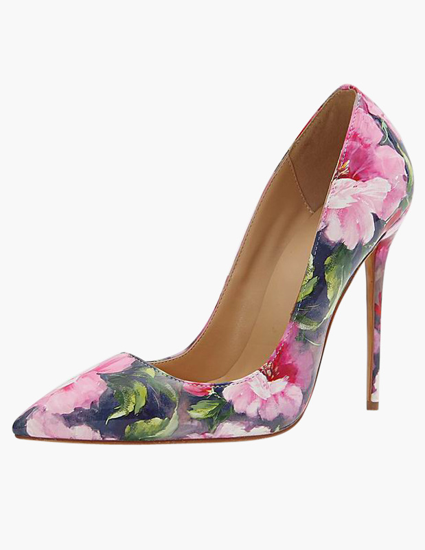 floral print platform heels