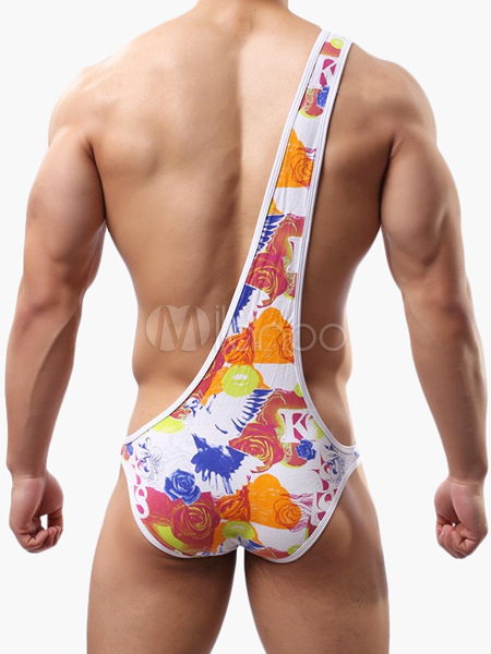 下着 スパンデックス 人気 プリント ワンショルダー マルチカラー メンズ トランクス Milanoo Jp