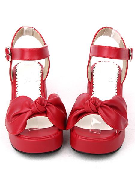 Sandali Con Fiocco Lolita Per Donna - Tacco Alto Plateau, Punta Aperta, Ballo
