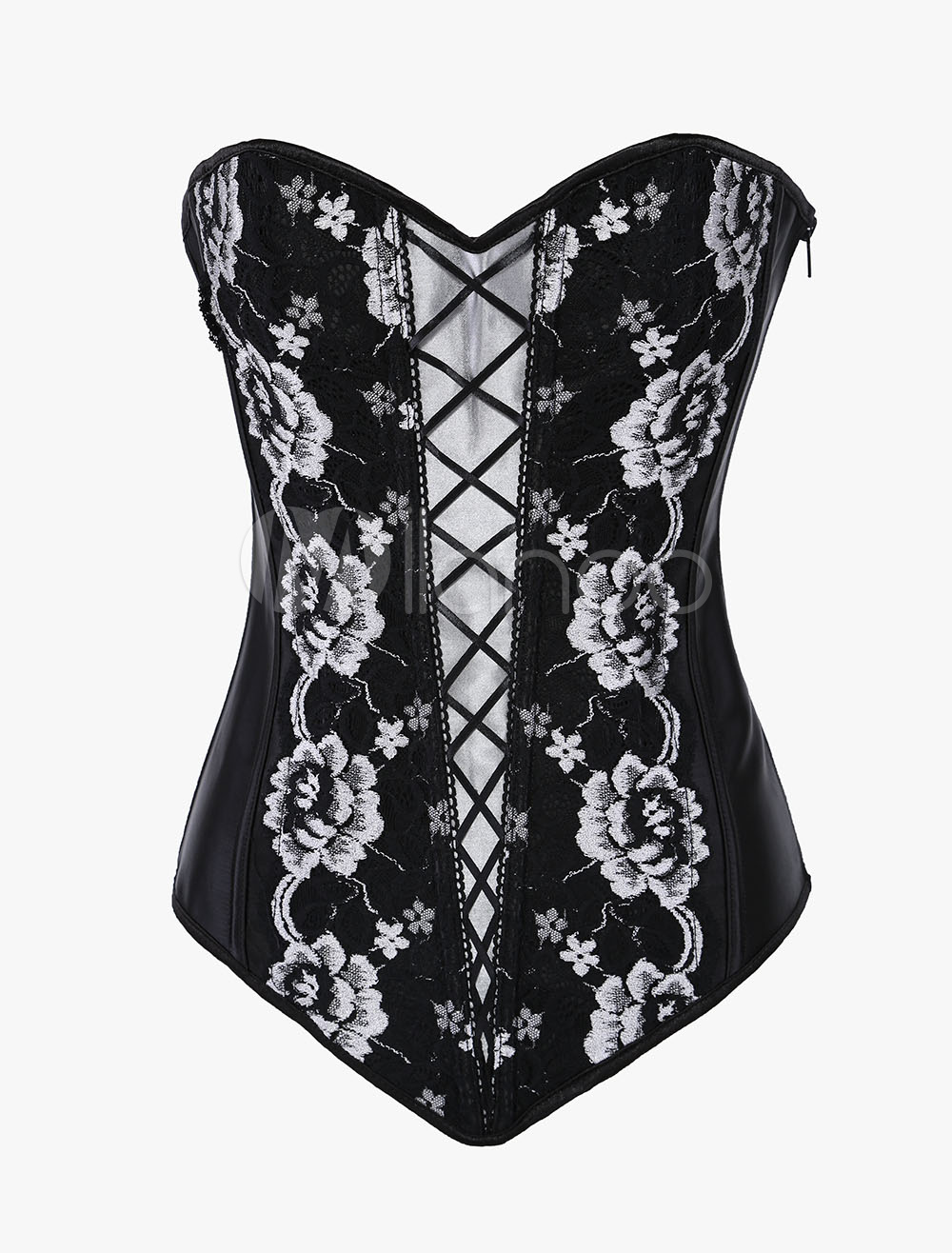 Deep Gray Retro Flower Print Corsets For Women