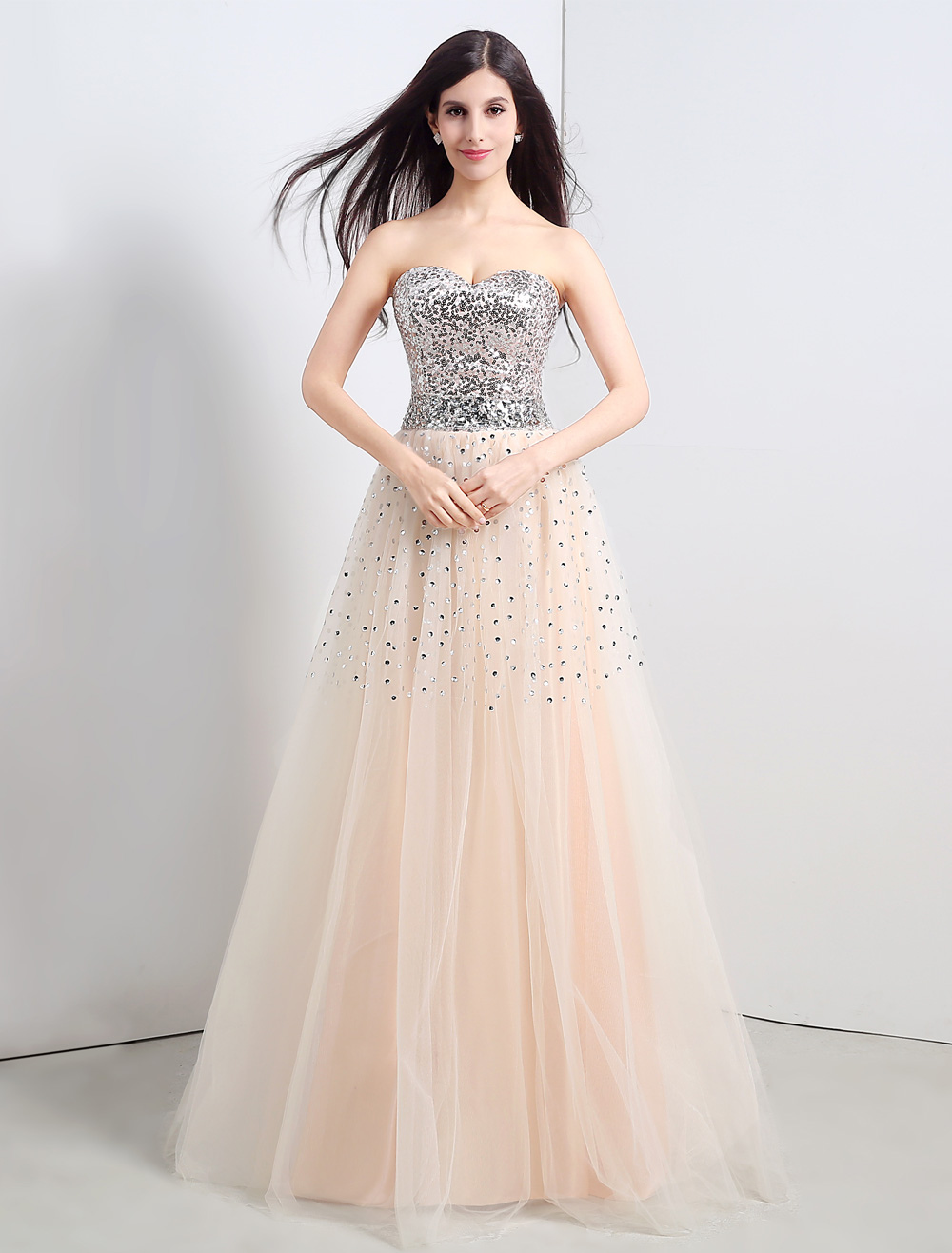 a line tulle gown
