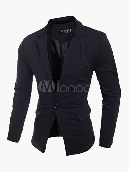 Black Turndown One Button Collar Coat For Men - Milanoo.com