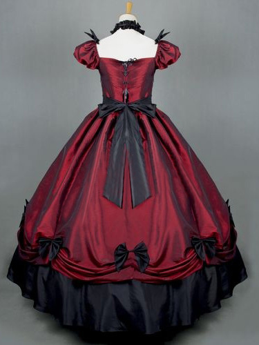 Red Short Sleeves Pleated Victorian Dress Costume Carnival - Milanoo.com