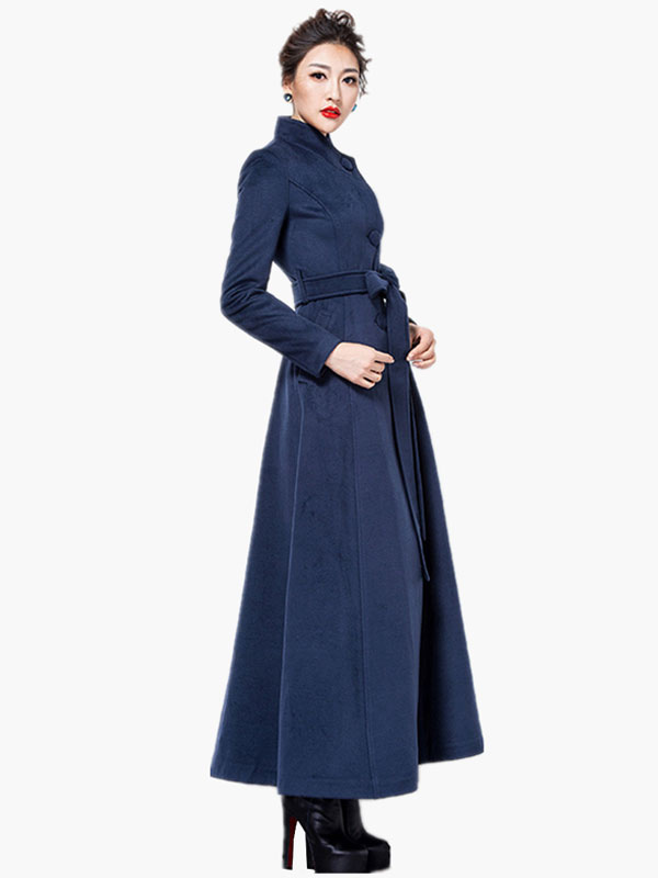 Women's Clothing Outerwear | Wool Blend Maxi Belted Coat - OM33698