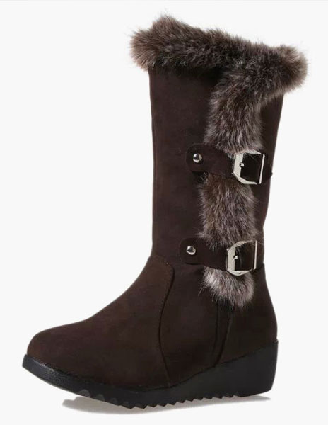 Buckle Micro Suede Upper Women's Snow Boots - Milanoo.com