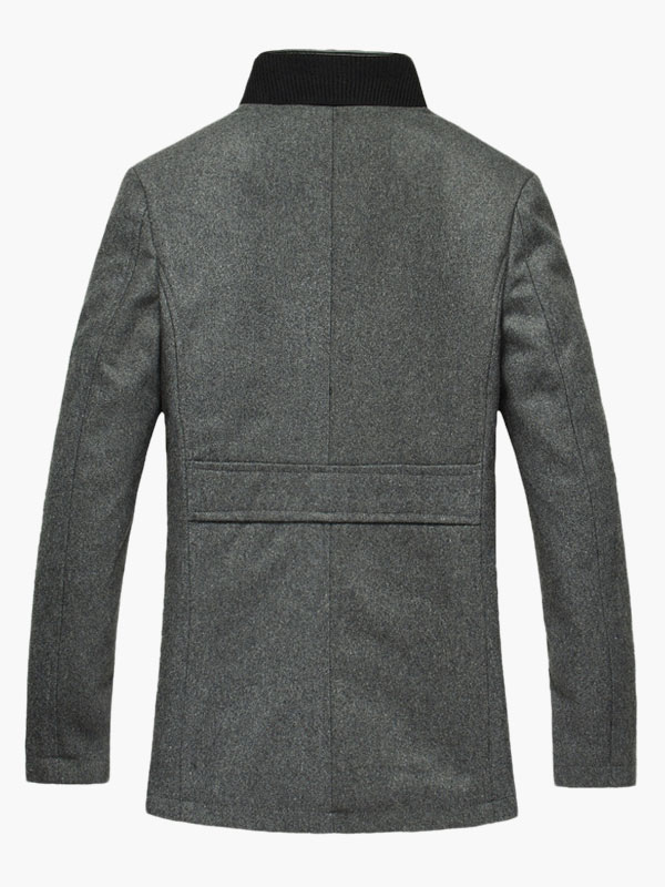 Gray Pockets Men's Coat - Milanoo.com
