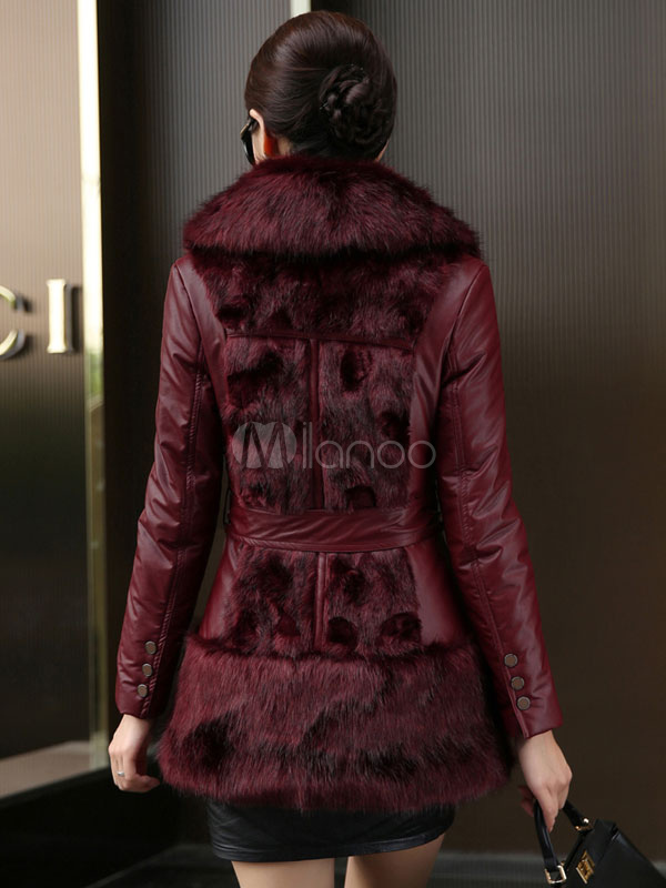 Luxury Tie-waist Fur Coat - Milanoo.com
