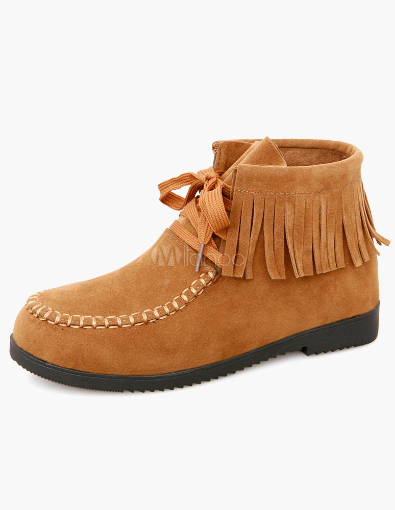 Nueva tendencia flecos alrededor del dedo del pie plano botines 2022 -  Milanoo.com