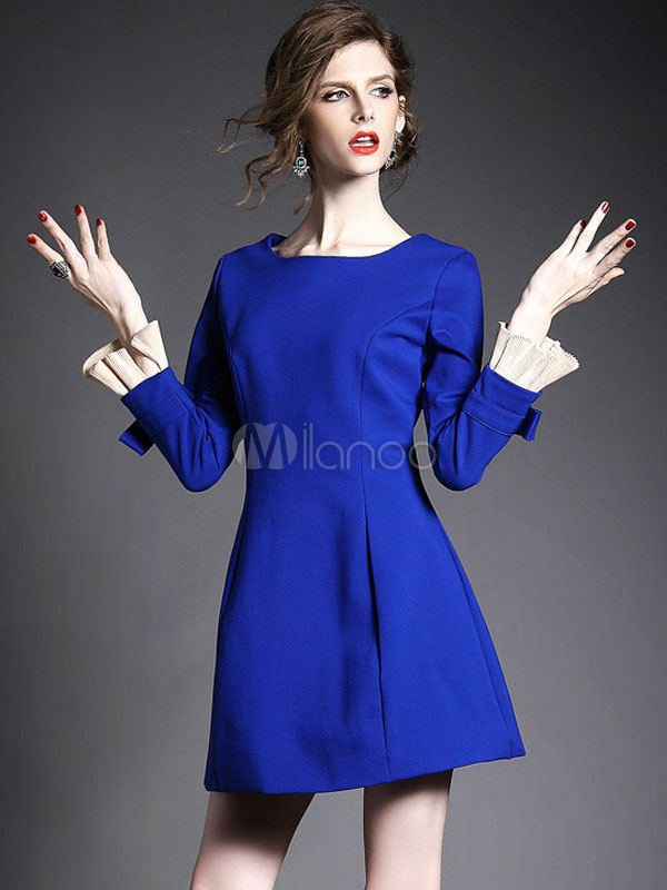 Womens Long Sleeve Sweet Bows Flare Dress 3493