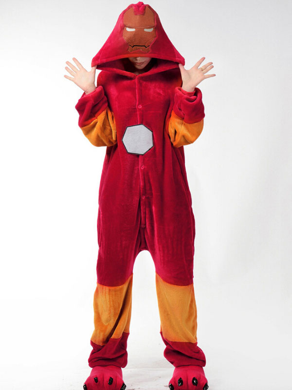 Kigurumi Pajamas Onesie Womens Flannel Red Iron Cosplay Costume Halloween - Costumeslive.com