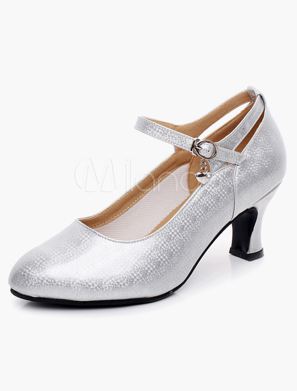 Silver Ankle Strap Ballroom Shoes - Milanoo.com