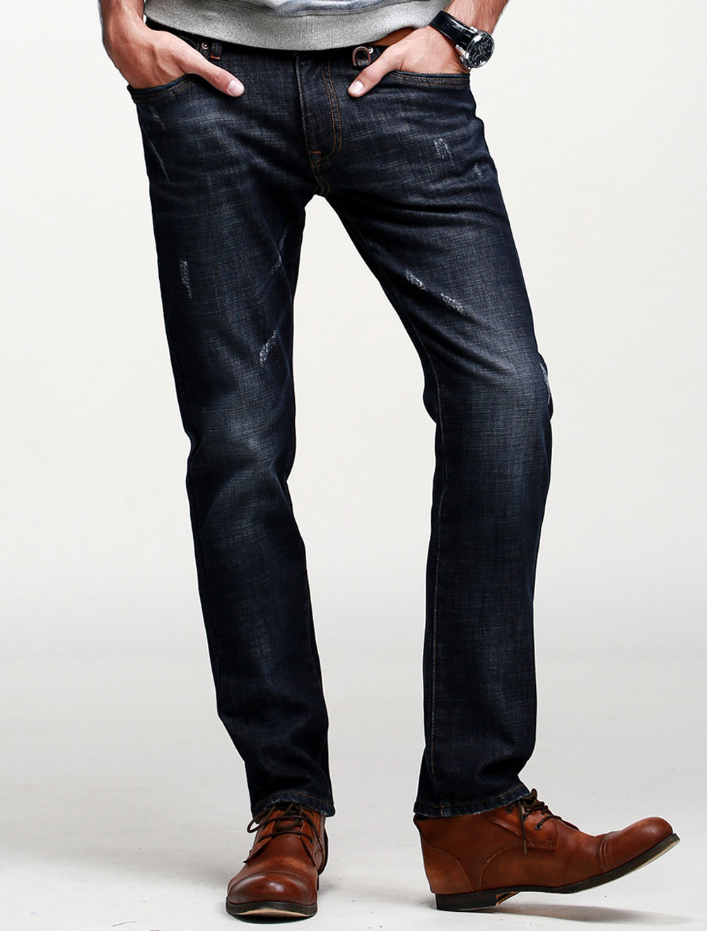 Quality Fleece Straight Jeans - Milanoo.com