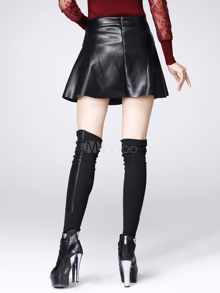PU Leather A-line Skirt - Milanoo.com