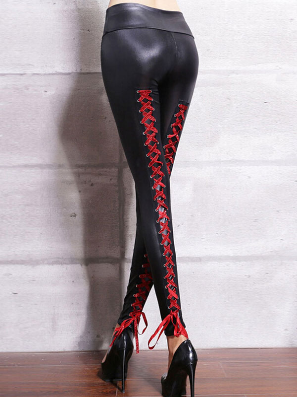 Moda Mujer Mujeres Botones | Cordones Leggings - VS09569