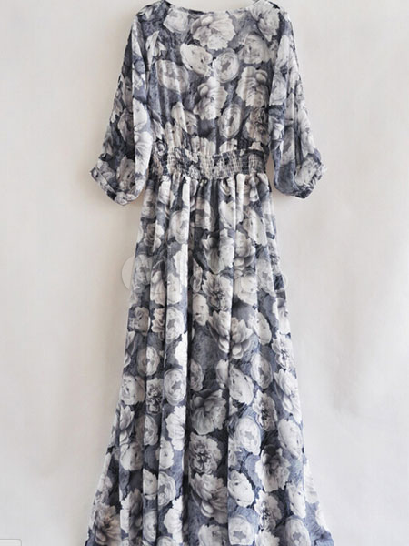 Ruched Long Sleeve Maxi Dress - Milanoo.com