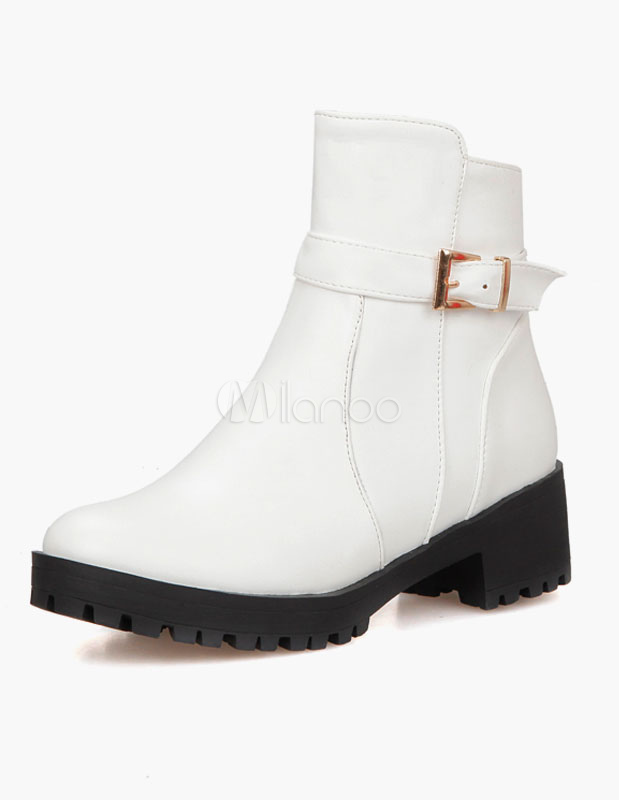 Botines blancos de tacón bajo para Rirls - Milanoo.com