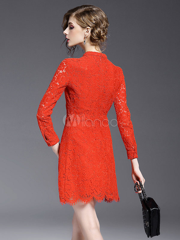 Red Lace Short Dress for Women - Milanoo.com