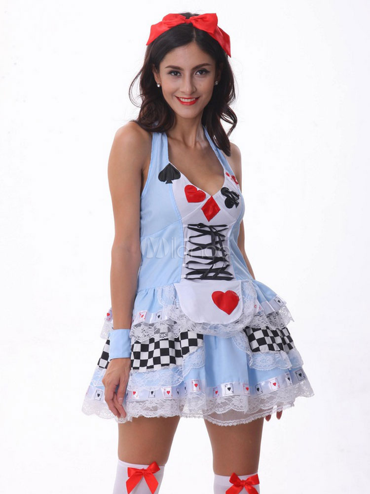 Halloween Blue Alice In Wonderland Sexy Halter Costumes