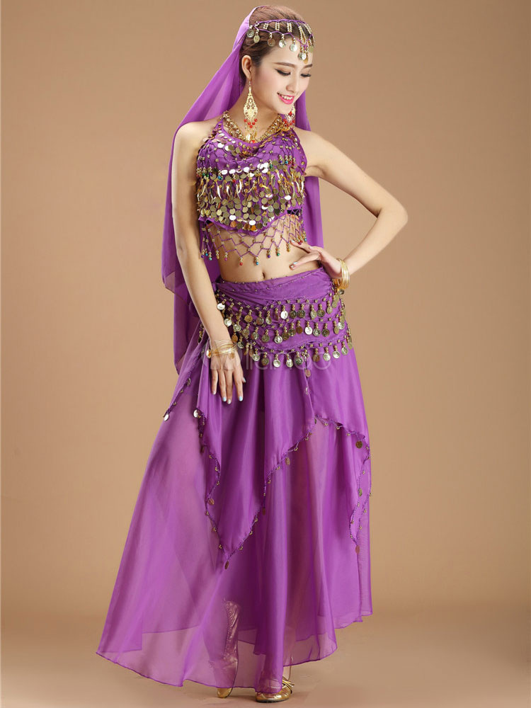 Belly Dance Costume Sexy Purple Chiffon Belly Dance Costume for Women ...