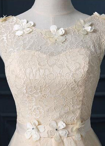 Illusion Neckline A-Line Bridesmaid Dress - Milanoo.com