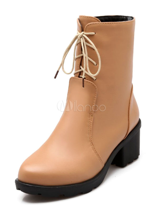 Encaje hasta botas para mujer de color caqui - Milanoo.com