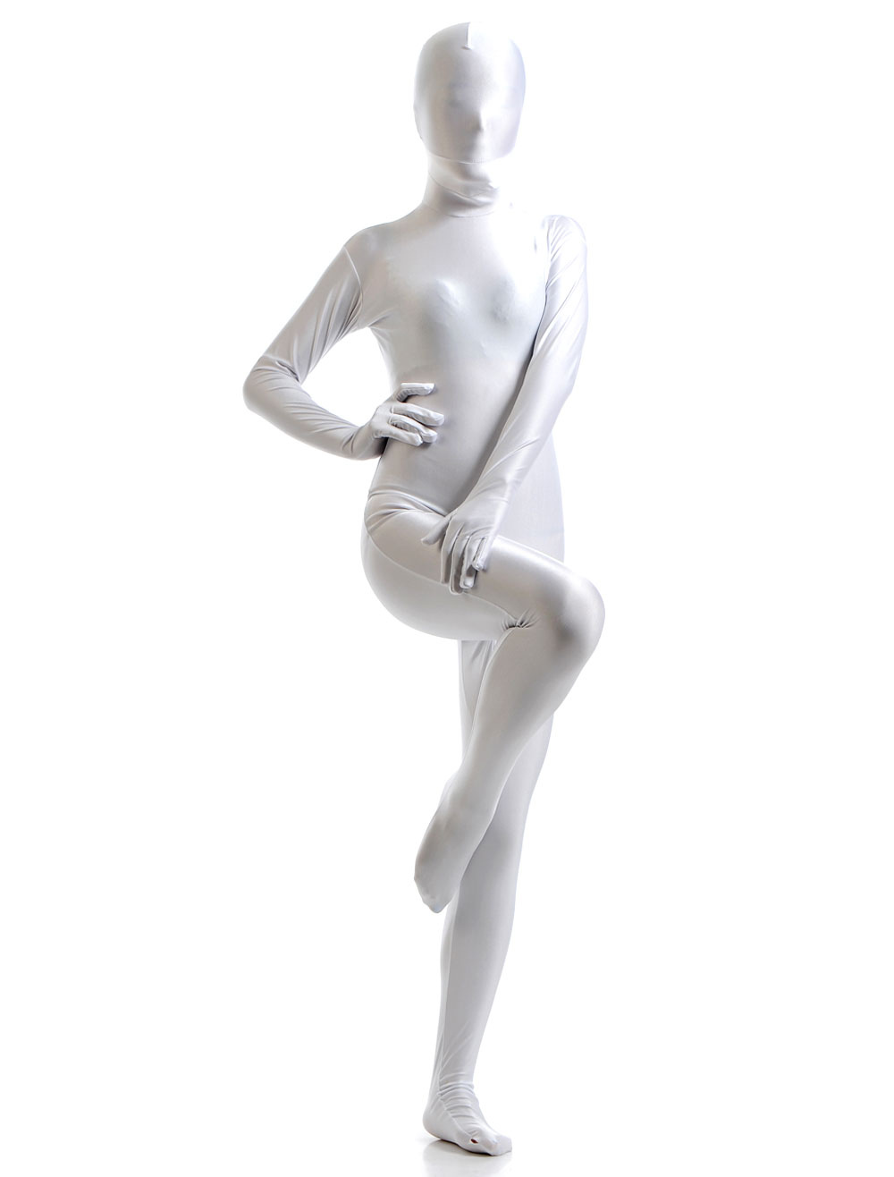 White Suit Adults Morph Suit Full Body Lycra Spandex Bodysuit -