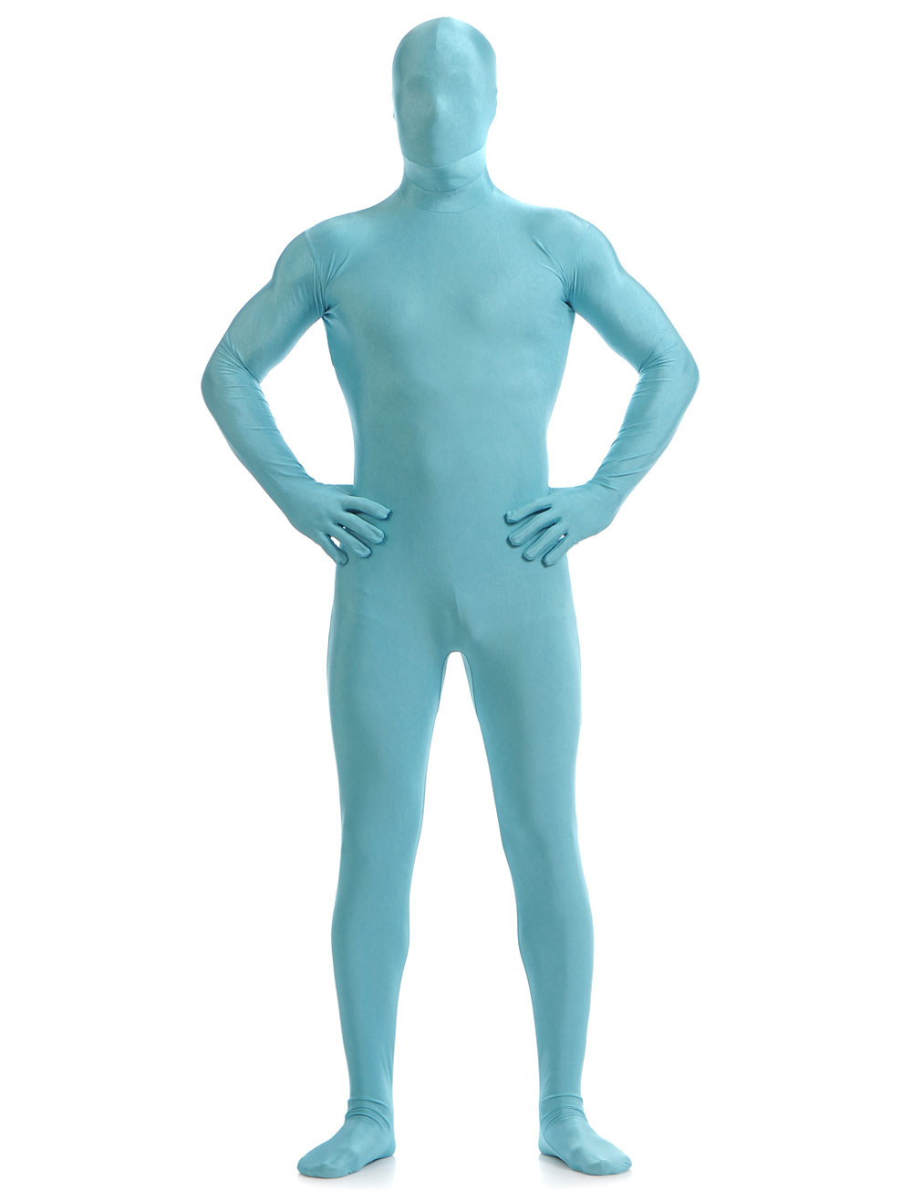 Morph Suit Halloween Light Sky Blue Lycra Spandex Zentai Suit for Men ...