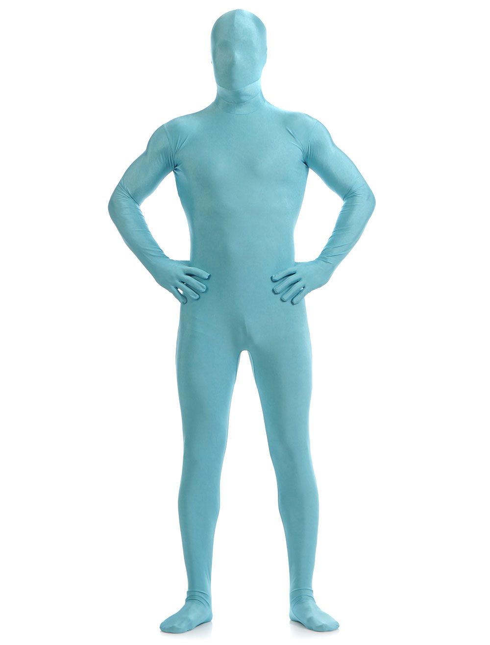 Morph Suit Halloween Light Sky Blue Lycra Spandex Zentai Suit For Men