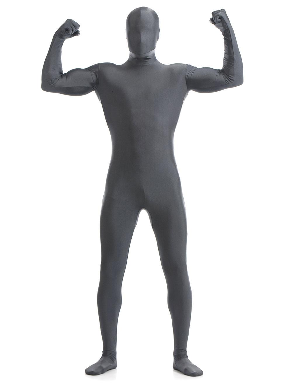 B-guy! Grey and Black Lycra Shiny Metallic Zentai Costume