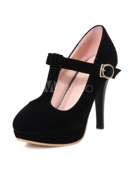Tacones de gamuza Micro negro sexy para mujer - Milanoo.com