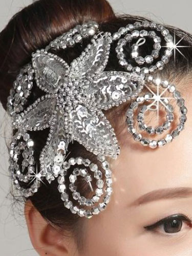 Cheveux Argent strass Ballet 2025 Accessoires pour femmes Déguisements Halloween