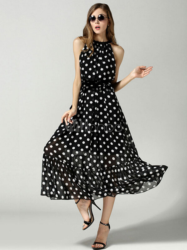 black and white polka dot maxi dress plus size